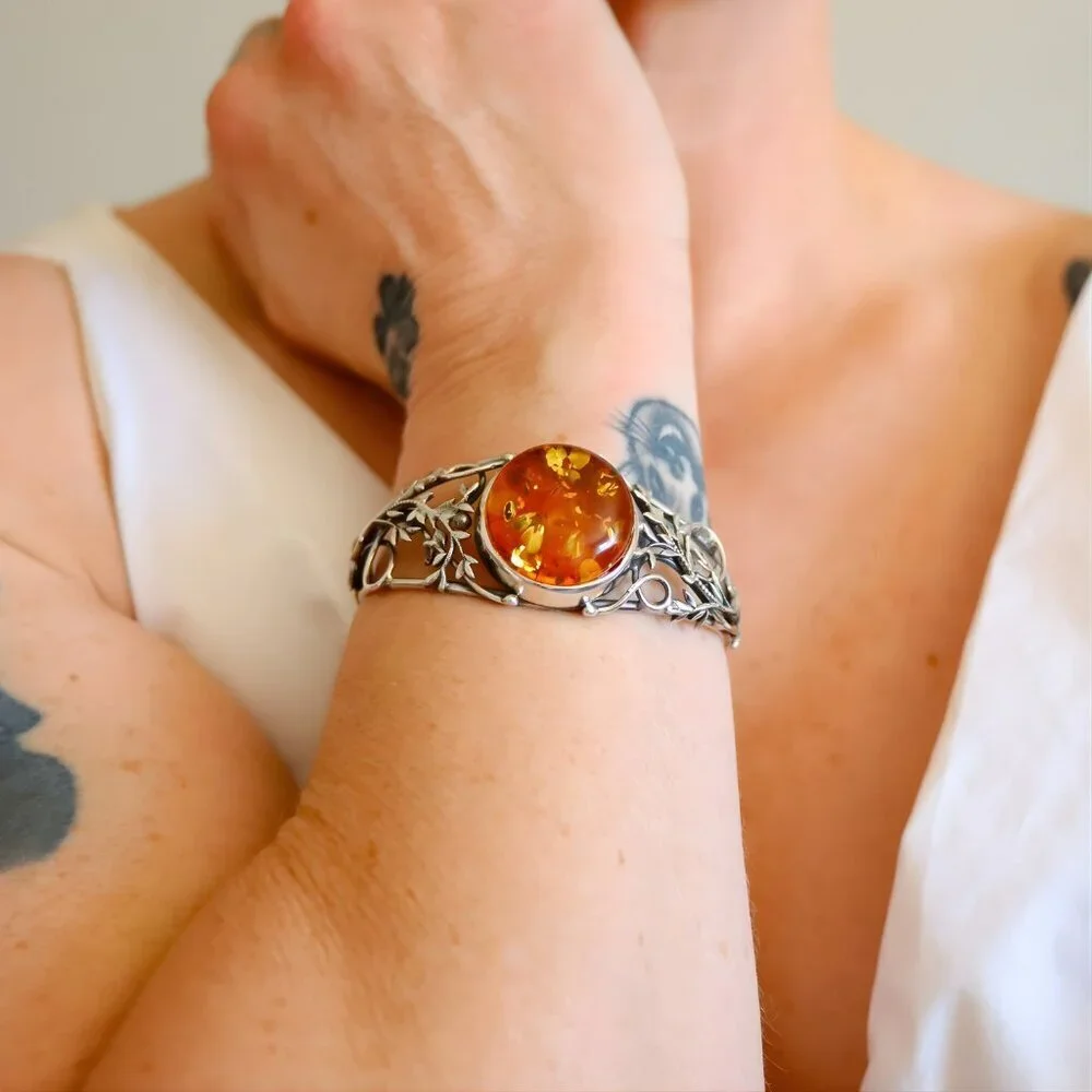 Baltic Amber Sterling Silver Bracelet - Picture 2 of 10